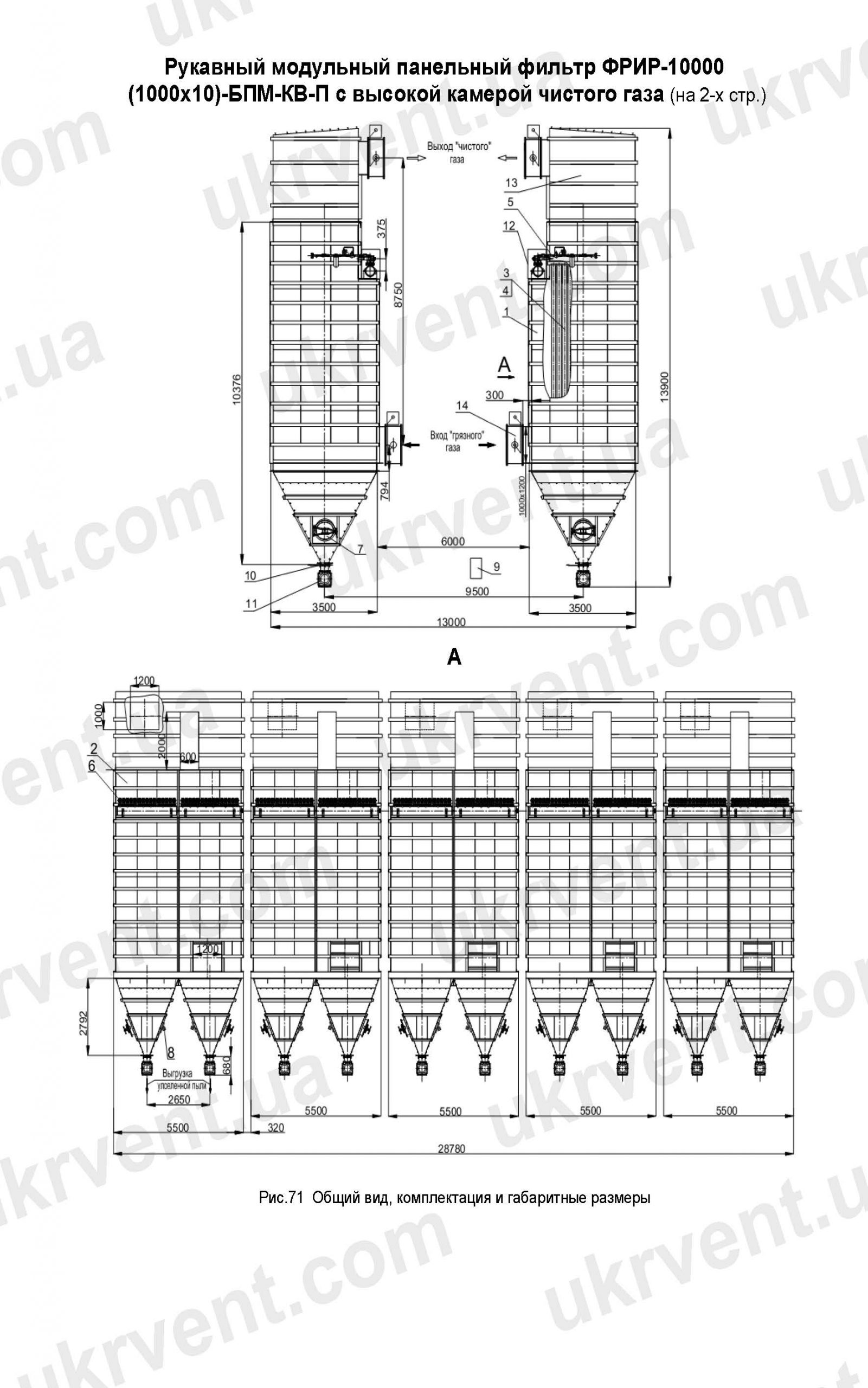 ФРИР-10000(1000х10) фильтр с коллекторными газоходами