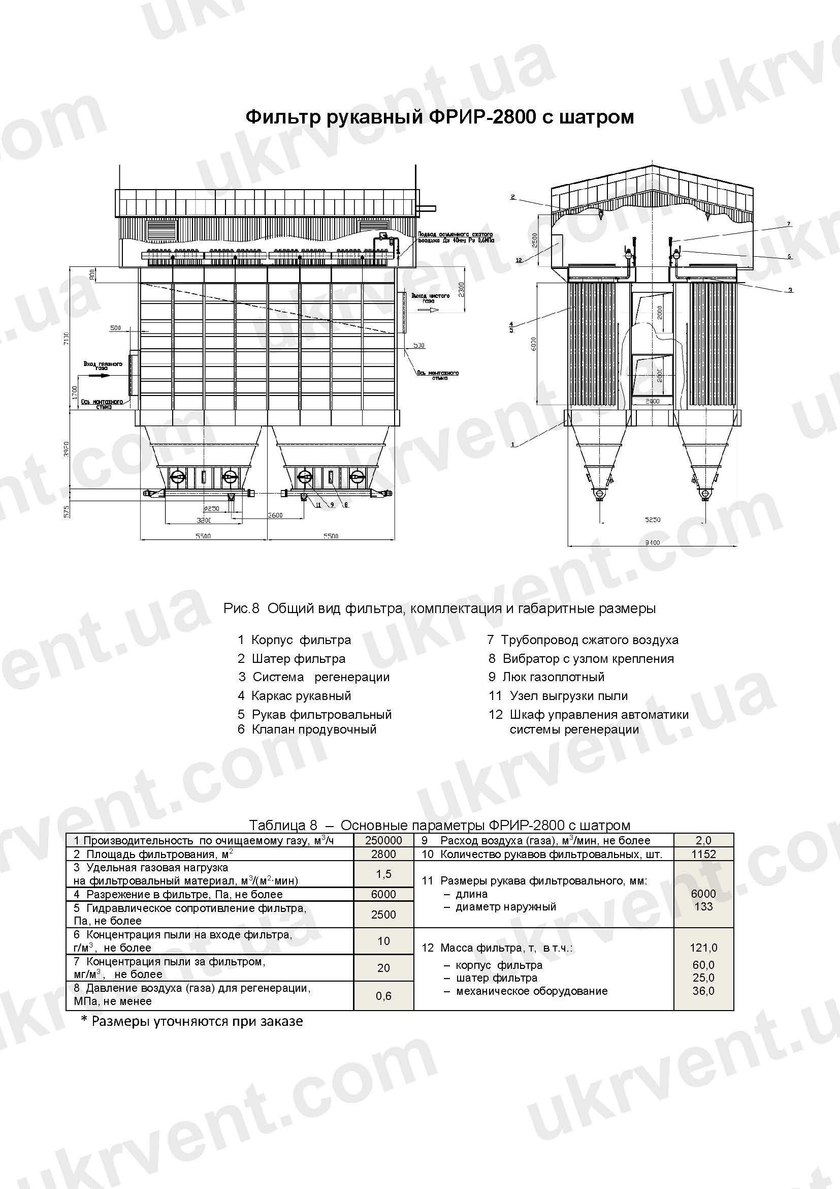 ФРИР-2800 фильтр в прямоугольном корпусе с одним центральным газоходом, Цена, Купить, Укрвентсистемы ФРИР-2800