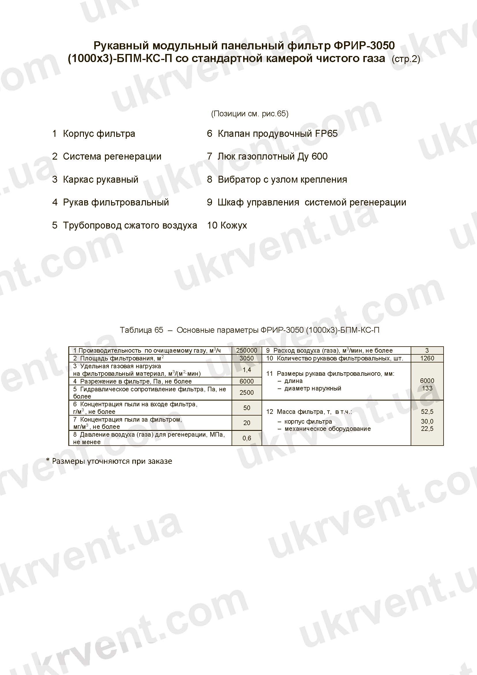 ФРИР, ФРИР рукавные фильтры в модульном панельном корпусе с коллекторными газоходами, Рукавный фильтр ФРИР, Цена, Купить, Технические характеристики, Чертеж, Размеры, Характеристики, Укрвентсистемы ФРИР-3050(1000х3) фильтр с коллекторными газоходами