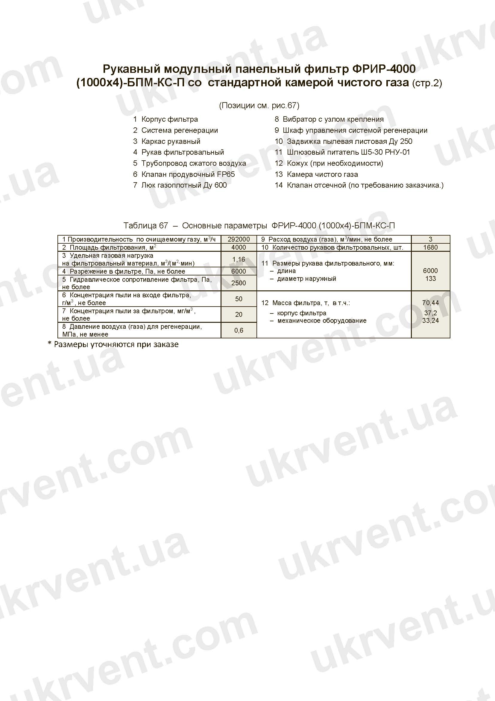 ФРИР, ФРИР рукавные фильтры в модульном панельном корпусе с коллекторными газоходами, Рукавный фильтр ФРИР, Цена, Купить, Технические характеристики, Чертеж, Размеры, Характеристики, Укрвентсистемы ФРИР-4000(1000х4) фильтр с коллекторными газоходами