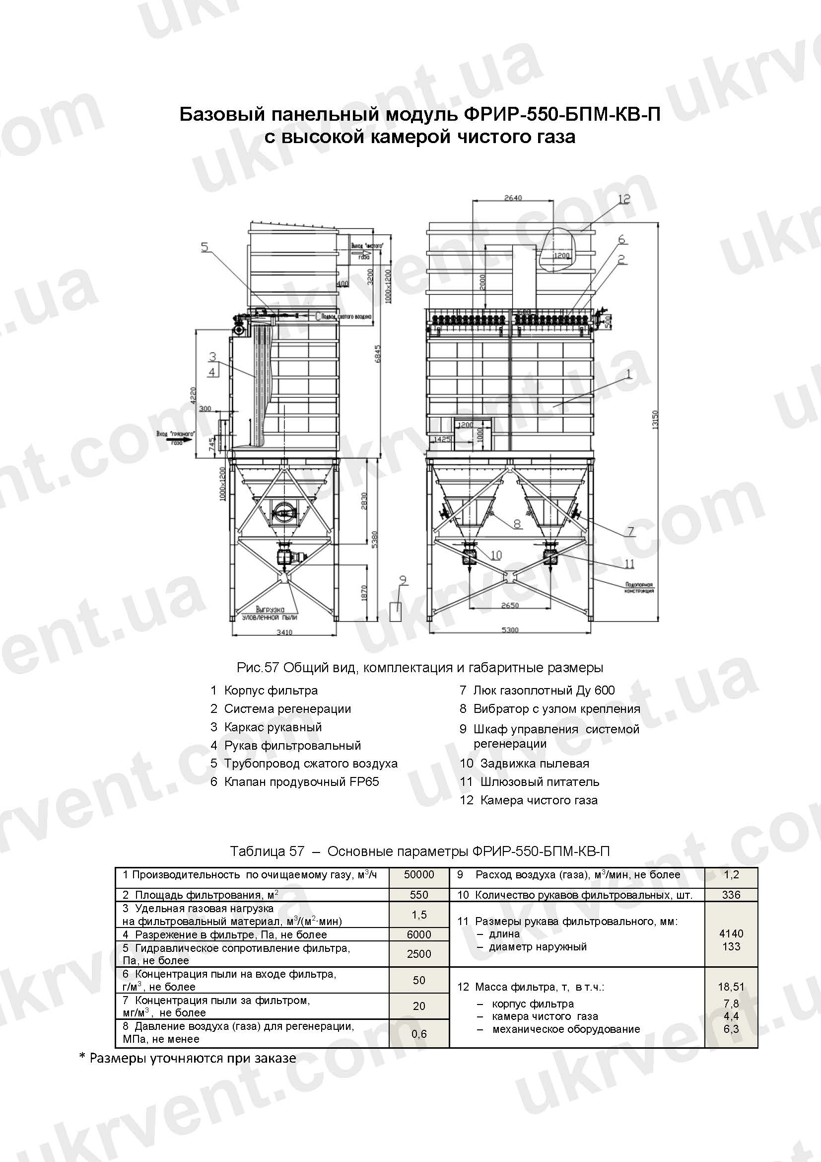 ФРИР-550-БПМ-КВ-П рукавные фильтры