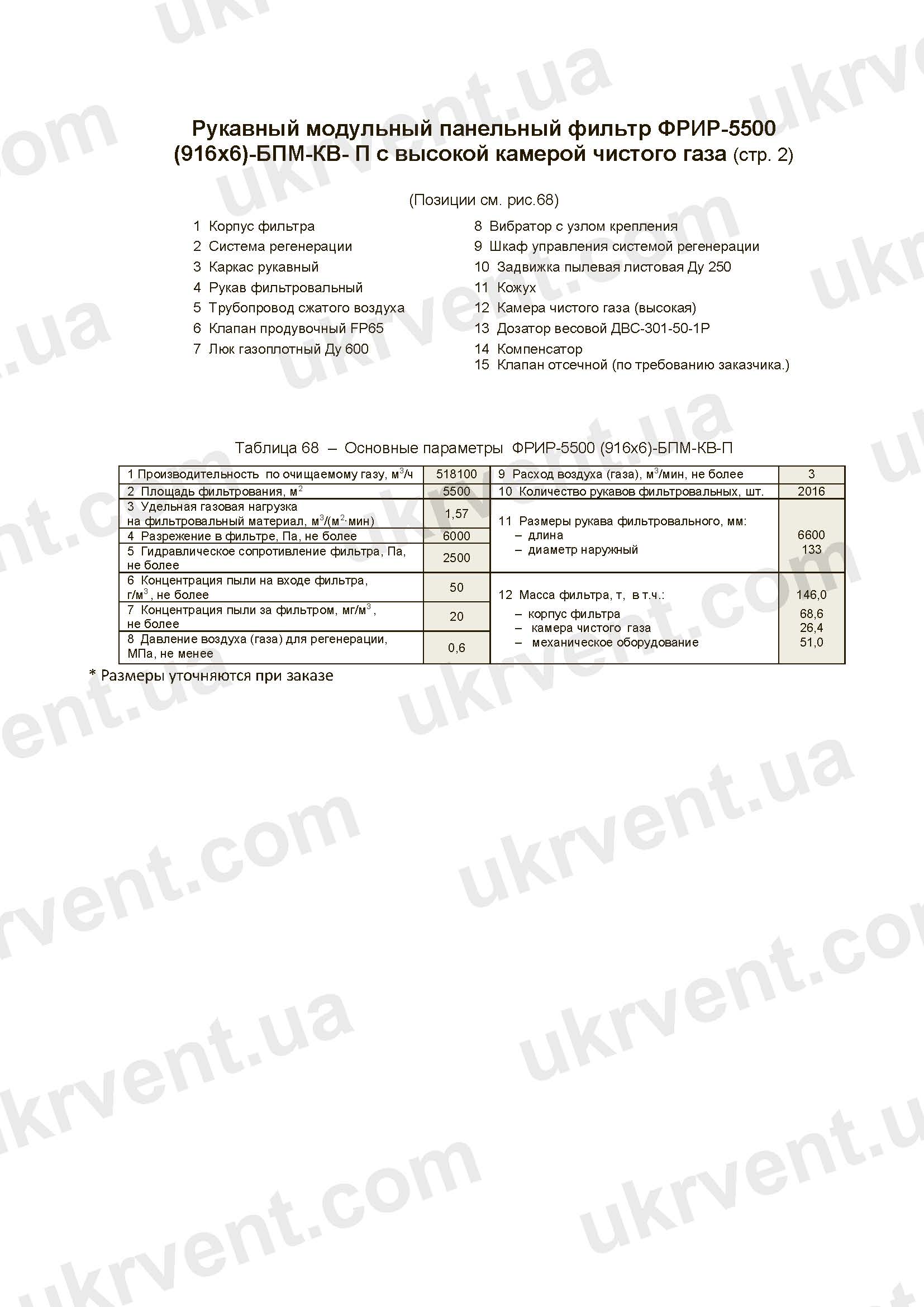 ФРИР-5500(916х6) фильтр с коллекторными газоходами