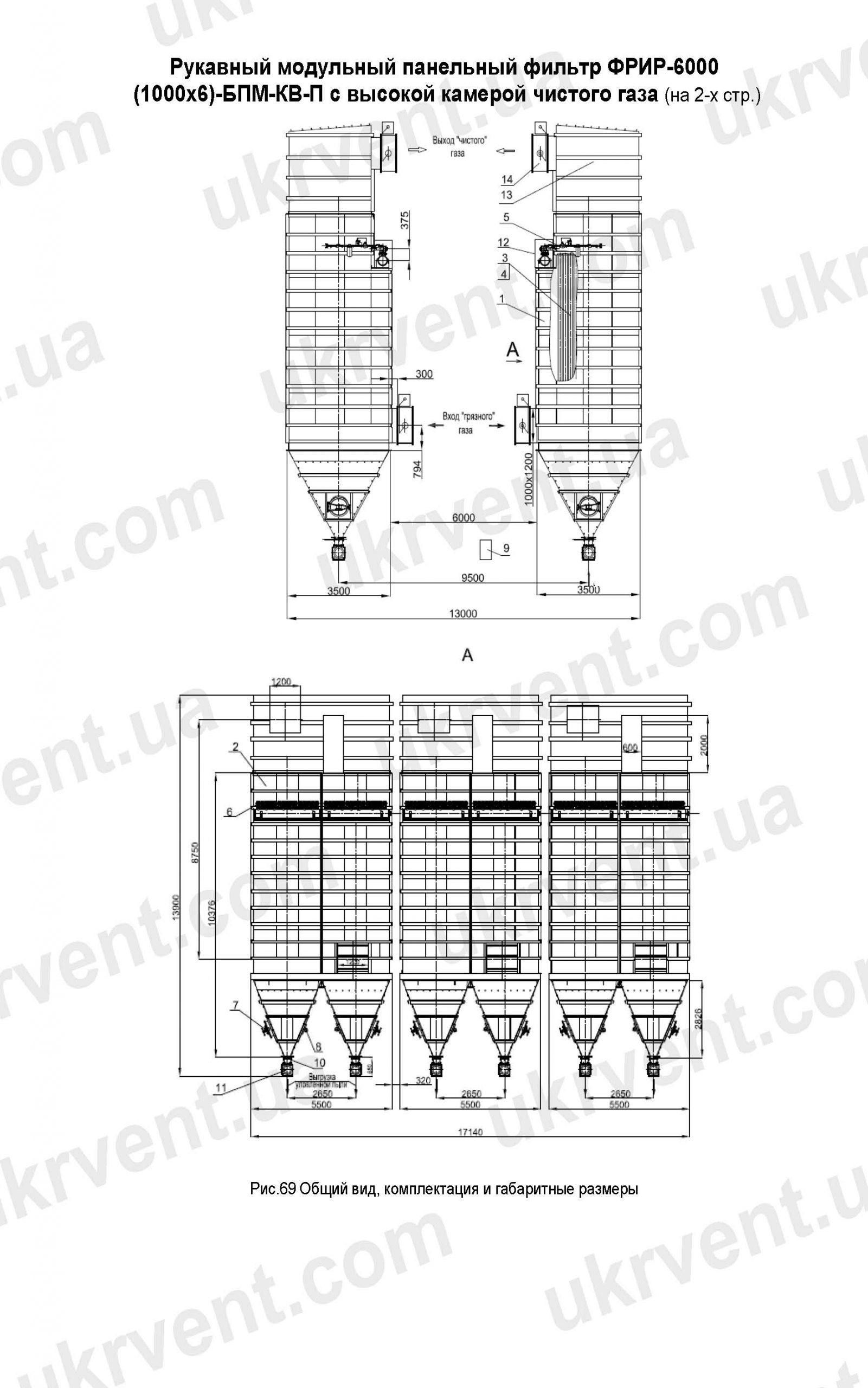 ФРИР-6000(1000х6) фильтр с коллекторными газоходами
