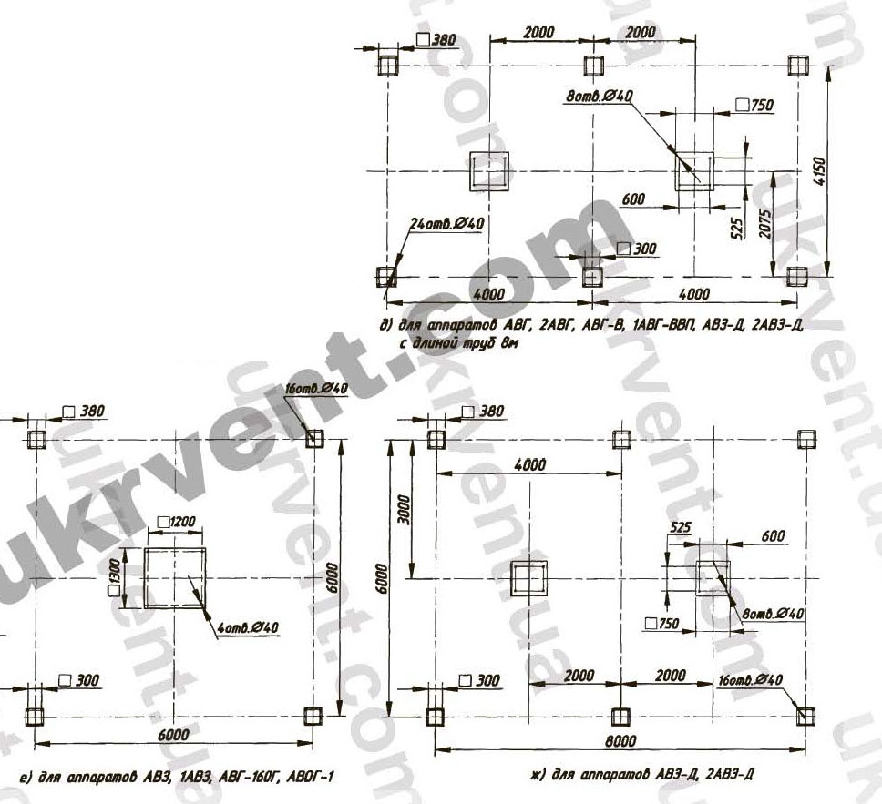 АВЗ и 1АВЗ, АВЗ-Д и 2АВЗ-Д размеры