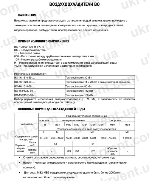 Воздухоохладители ВО, Цена, Купить, Технические характеристики, Чертеж, Размеры, Характеристики, Укрвентсистемы Воздухоохладители ВО