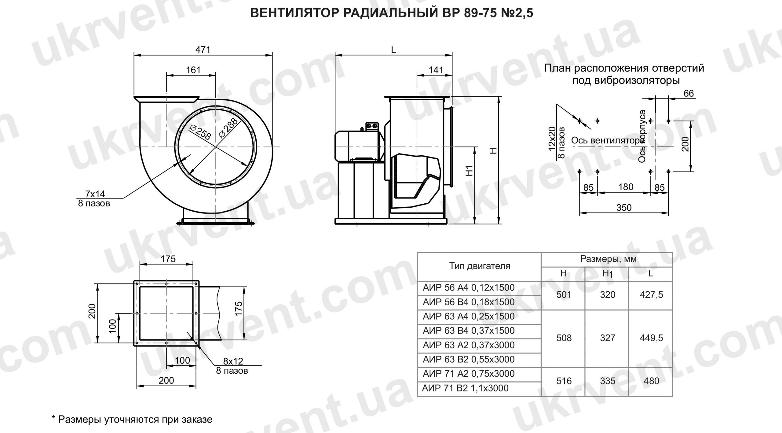 Вентилятор радиальный ВР 89-75-2,5