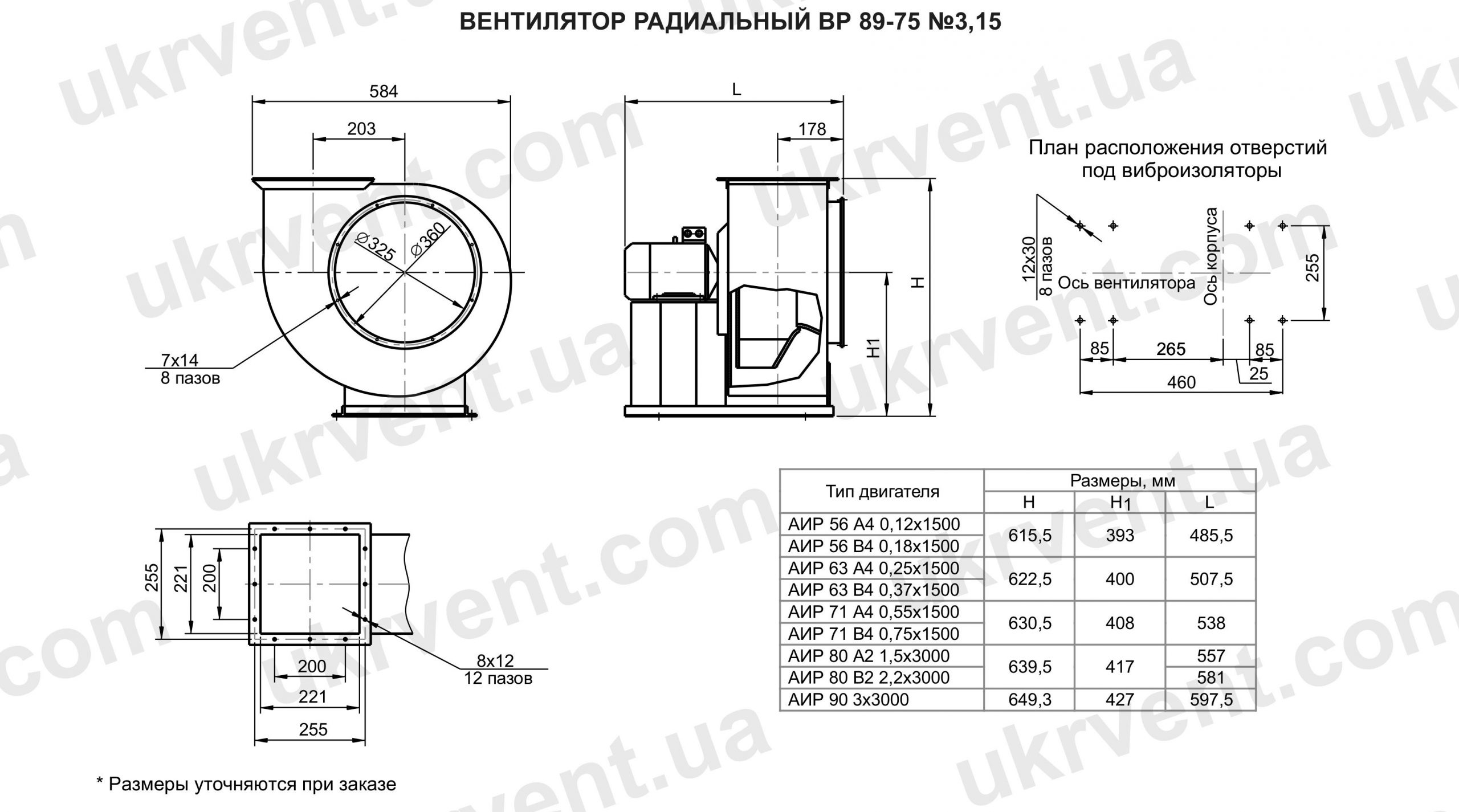 Вентилятор радиальный ВР 89-75-3,15