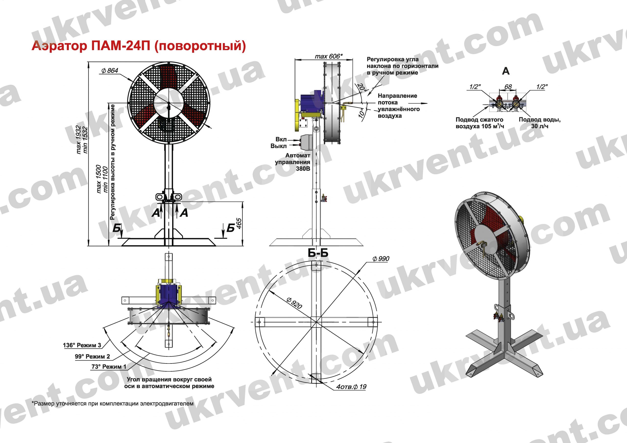 Аэратор ПАМ 24 с мотор редуктором Аэратор поворотный ПАМ-24
